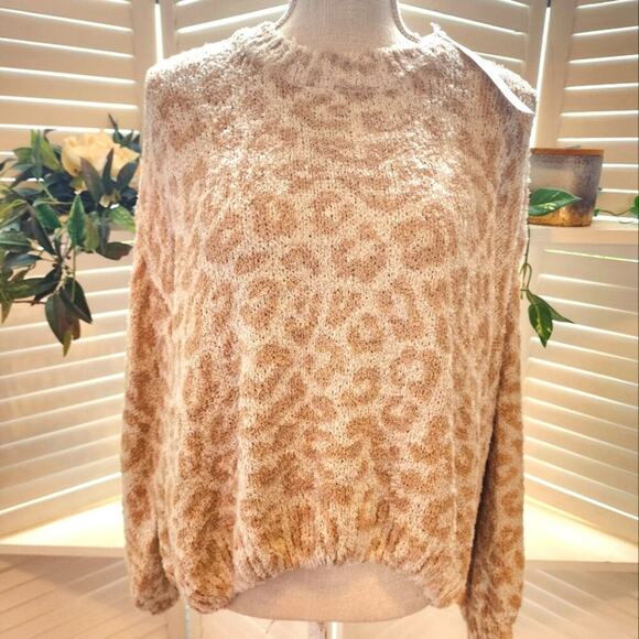 SALTWATER LUXE NEW COLOR SAND LEOPARD SWEATER SIZE XL - Picture 1 of 8